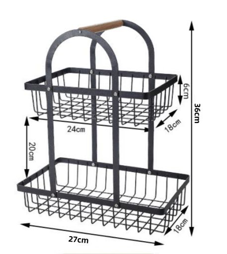 CESTA DE FRUTAS DOS NIVELES METALICA